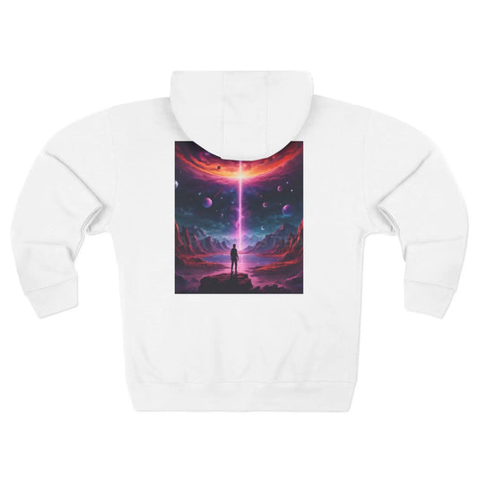 Cosmic Sci‑Fi Zip-Up Sweatshirt - XS / White - Hoodie