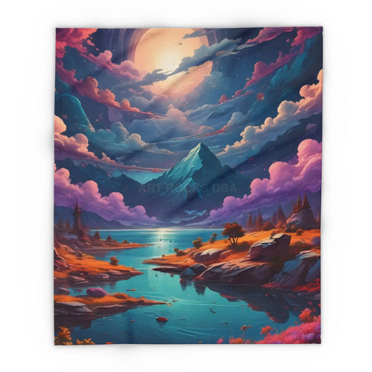 Cozy Arctic Fleece Blanket with Enchanting Landscape Design | Perfect for Home Decor Gifting Camping Cozy Nights