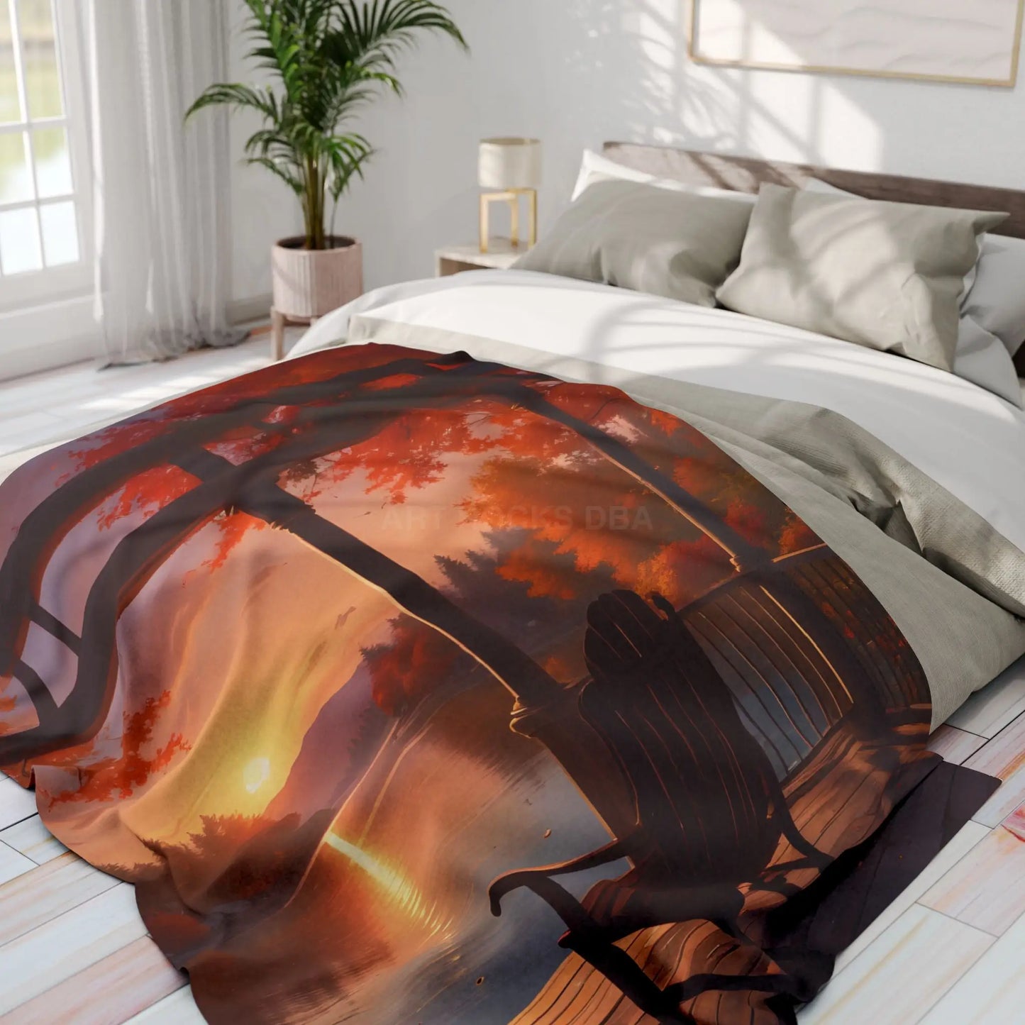 Cozy Autumn Porch Fleece Blanket - Warm Throw for Fall Decor Outdoor Picnic Cabin Vibes Gift for Him/Her Seasonal Home