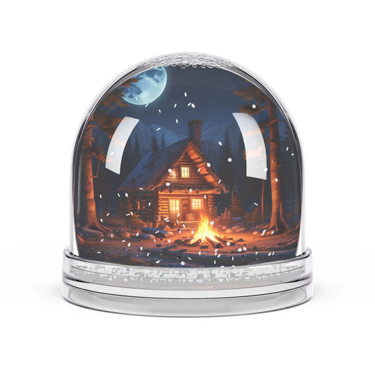 Cozy Cabin Snow Globe – Moonlit Winter Night Decor - 3.5’’ × 3.4’’ - Home Decor