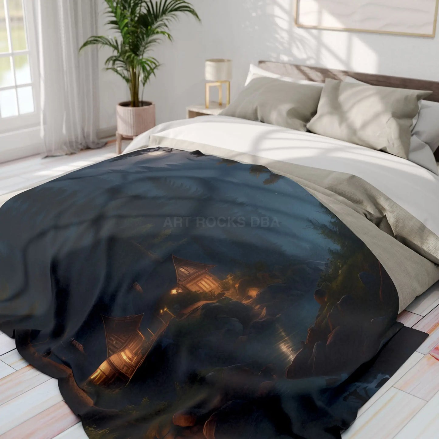 Cozy Camping Cabins Arctic Fleece Blanket for Warm Evenings Cabin Decor Camping Gift Holiday Comfort Cozy Living Room