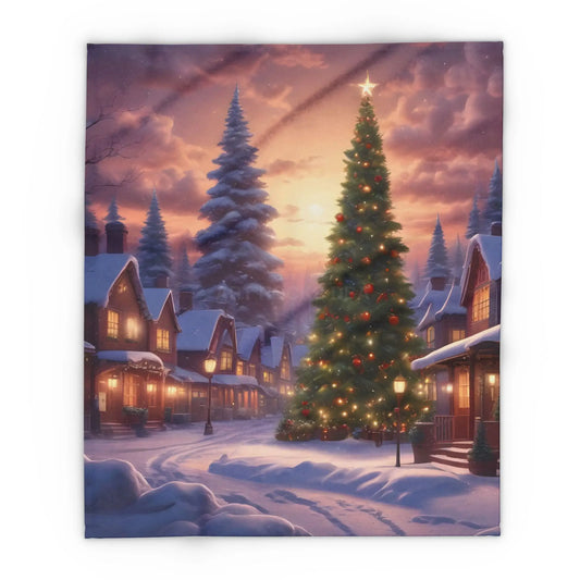 Cozy Christmas Winter Arctic Fleece Blanket with Christmas Tree Design Holiday Decor Gift for Her Warm Throw Seasonal