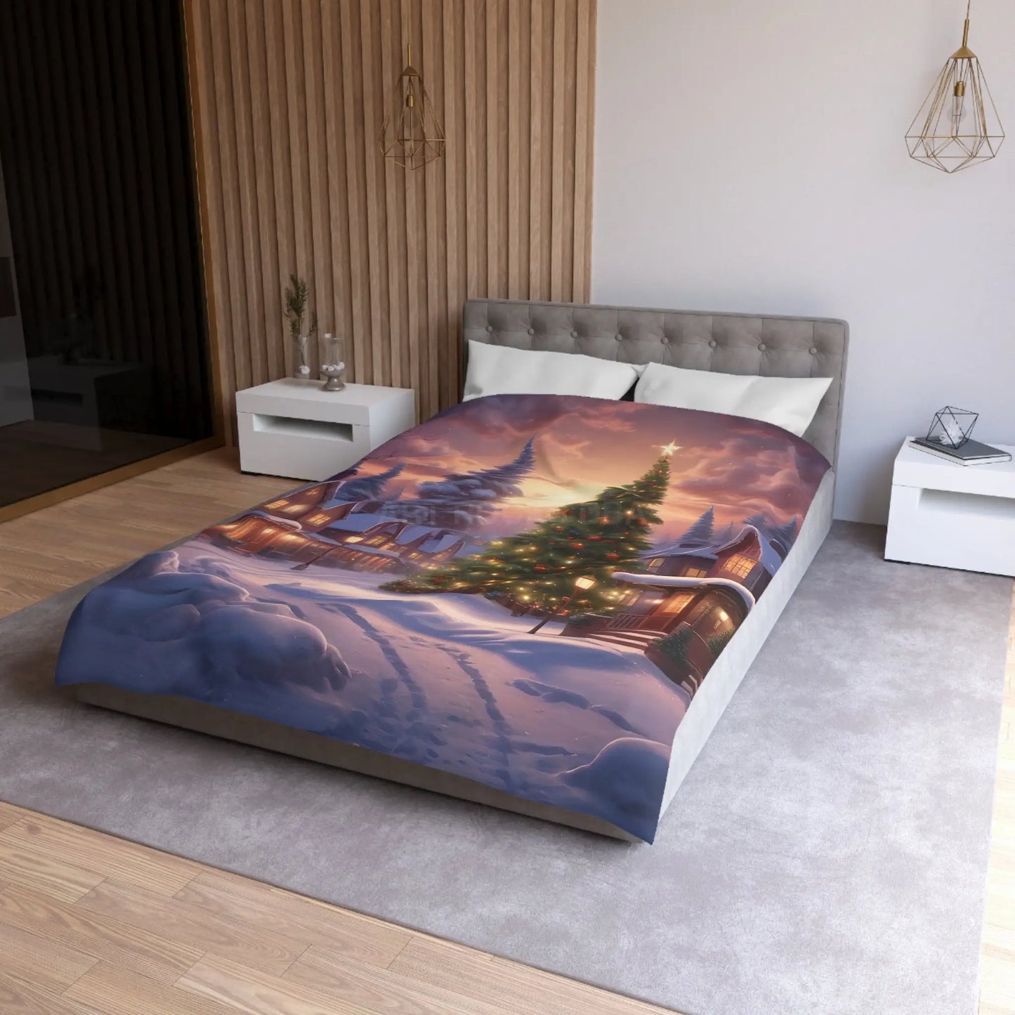 Cozy Christmas Winter Microfiber Duvet Cover | Festive Winter Wonderland Bedding Christmas Decor Warm and Inviting