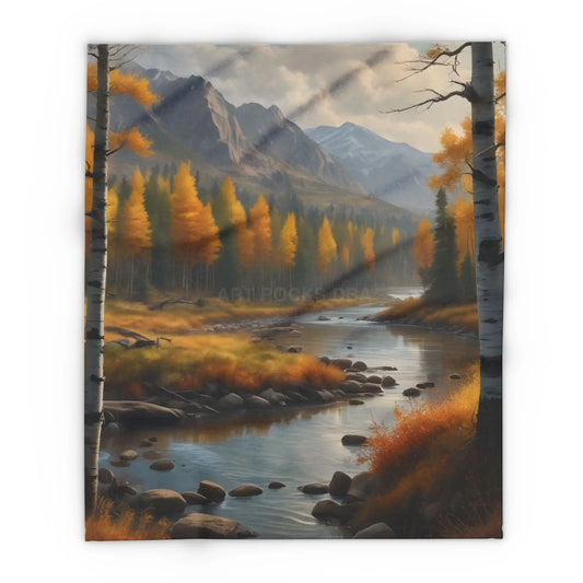 Cozy Golden Autumn Landscape Blanket Warm Fleece Throw for Fall Decor Perfect Gift for Nature Lovers Seasonal Home