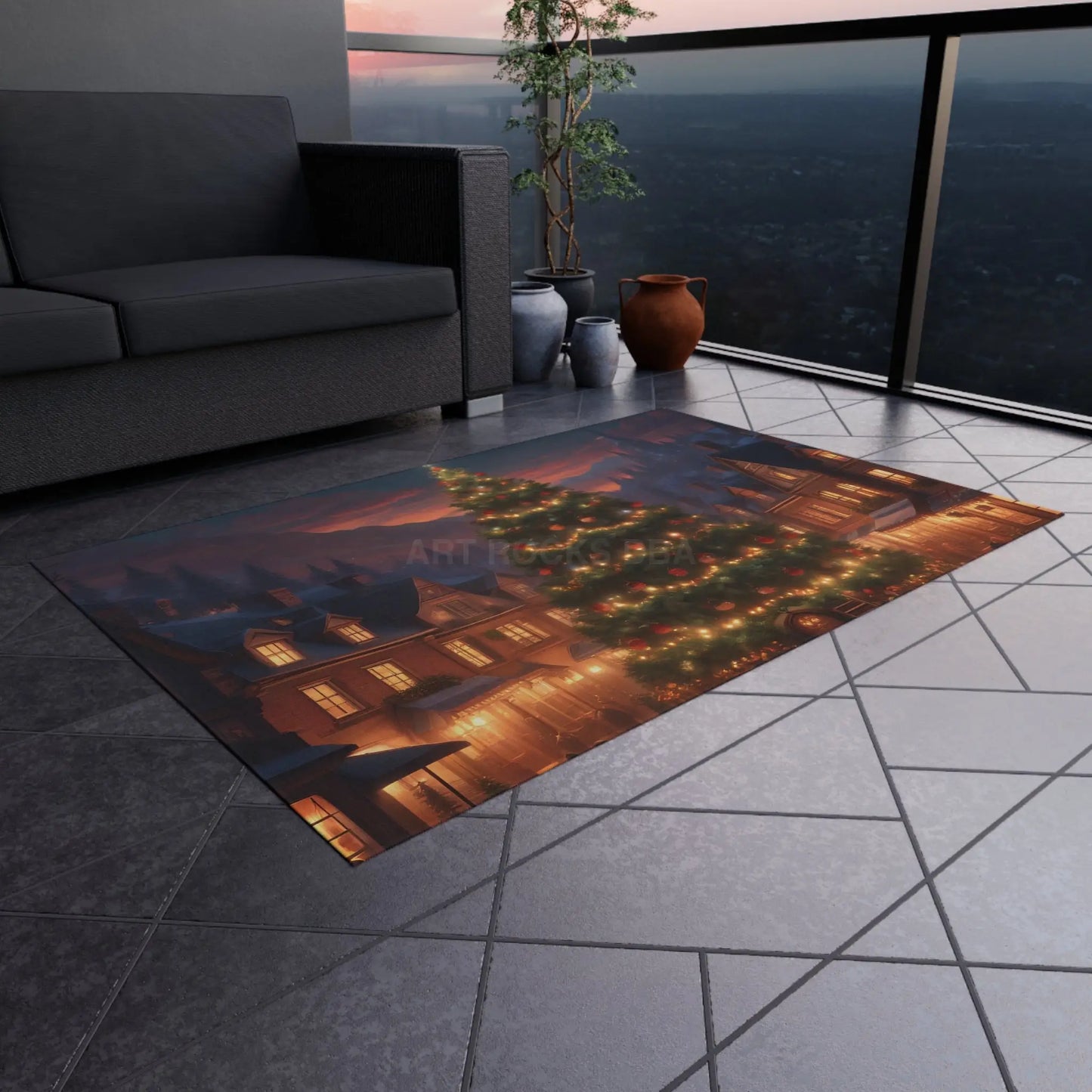 Cozy Holiday Outdoor Rug Christmas Decor Winter Mat Patio Rug Seasonal Welcome Mat Festive Doormat - Home Decor