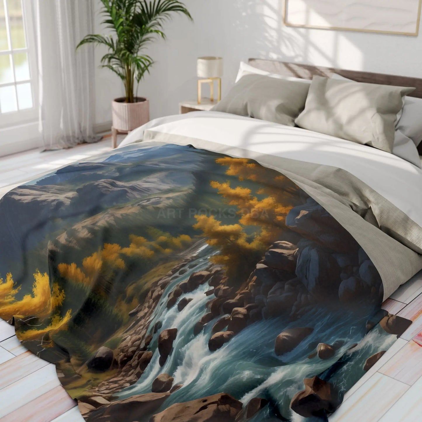 Cozy Mountain Aspen Landscape Fleece Blanket | Nature-Themed Throw | Perfect for Home Decor Gifts Camping and Outdoor
