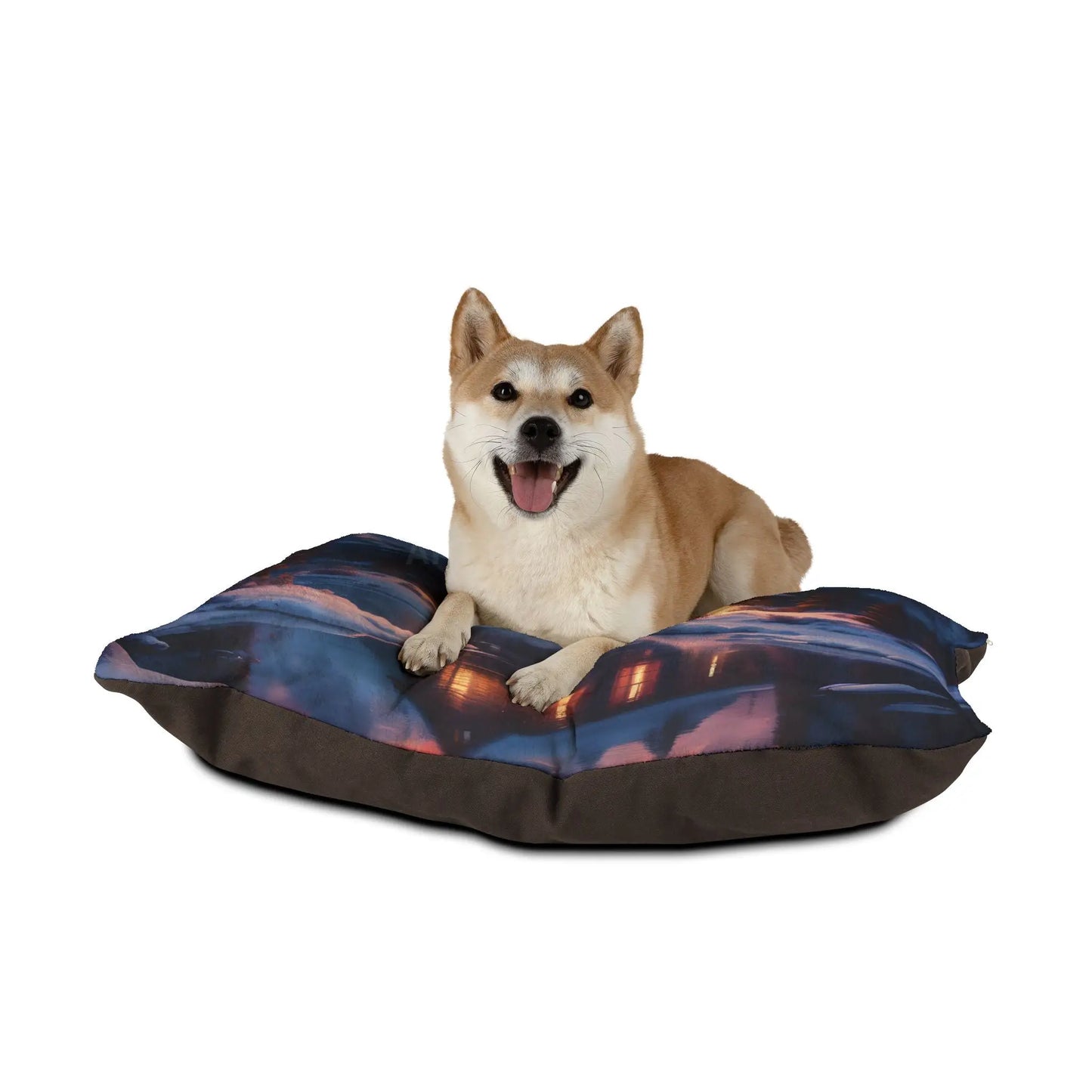 Cozy Mountain Cabin Pet Bed – Winter Lodge Scenic Dog Bed - Pets