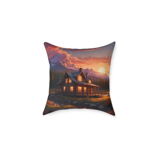 Cozy Mountain Cabin Pillow Cabin Decor Home Accent Rustic Gift Throw Pillow - 18’’ × 18’’ - Home Decor