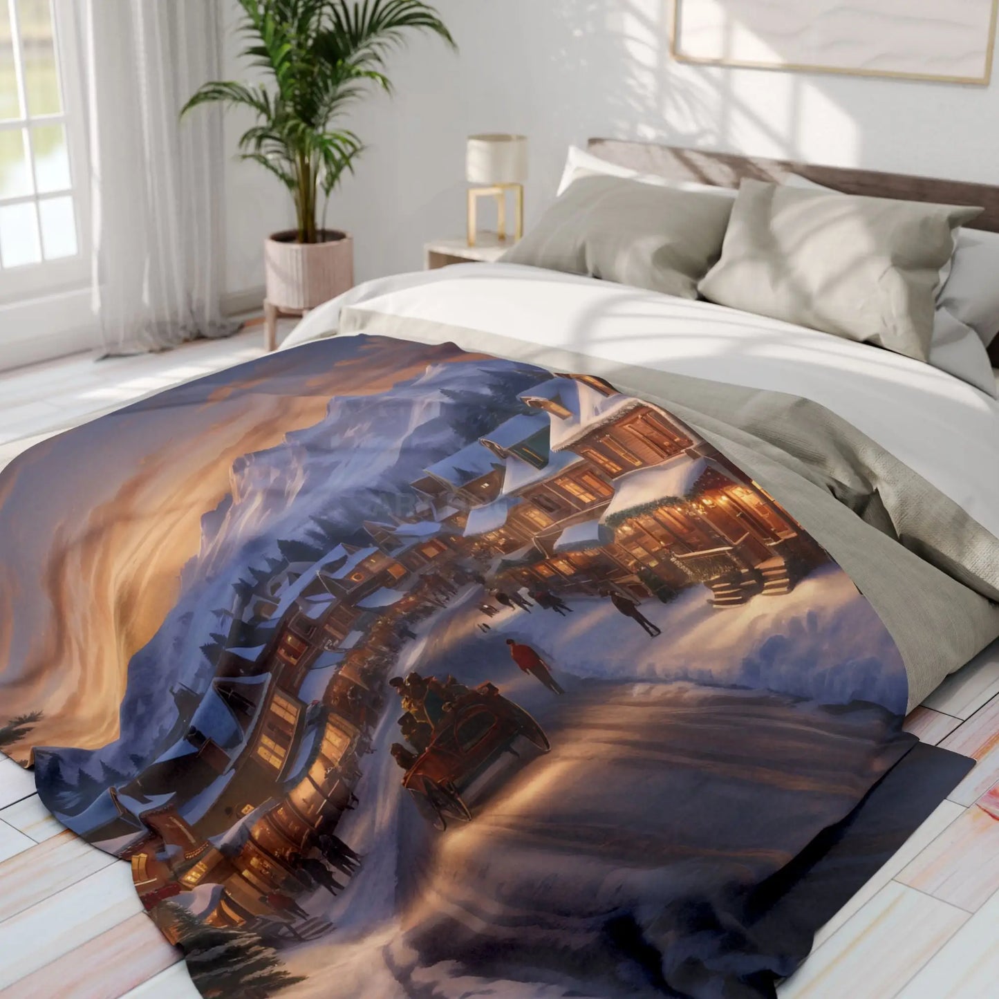 Cozy Winter Scene Fleece Blanket – Perfect for Holiday Decor Gift for Him or Her Winter Snuggle Time Christmas Home