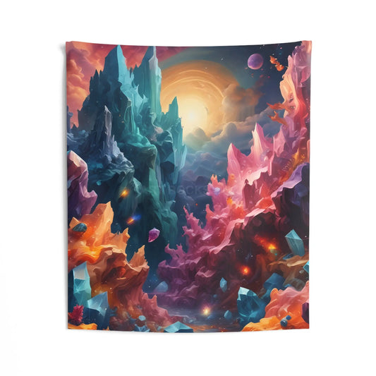 Crystal World Wall Tapestry Colorful Space Decor Art for Living Room Bedroom Wall Hanging Festival & Celebrations Decor