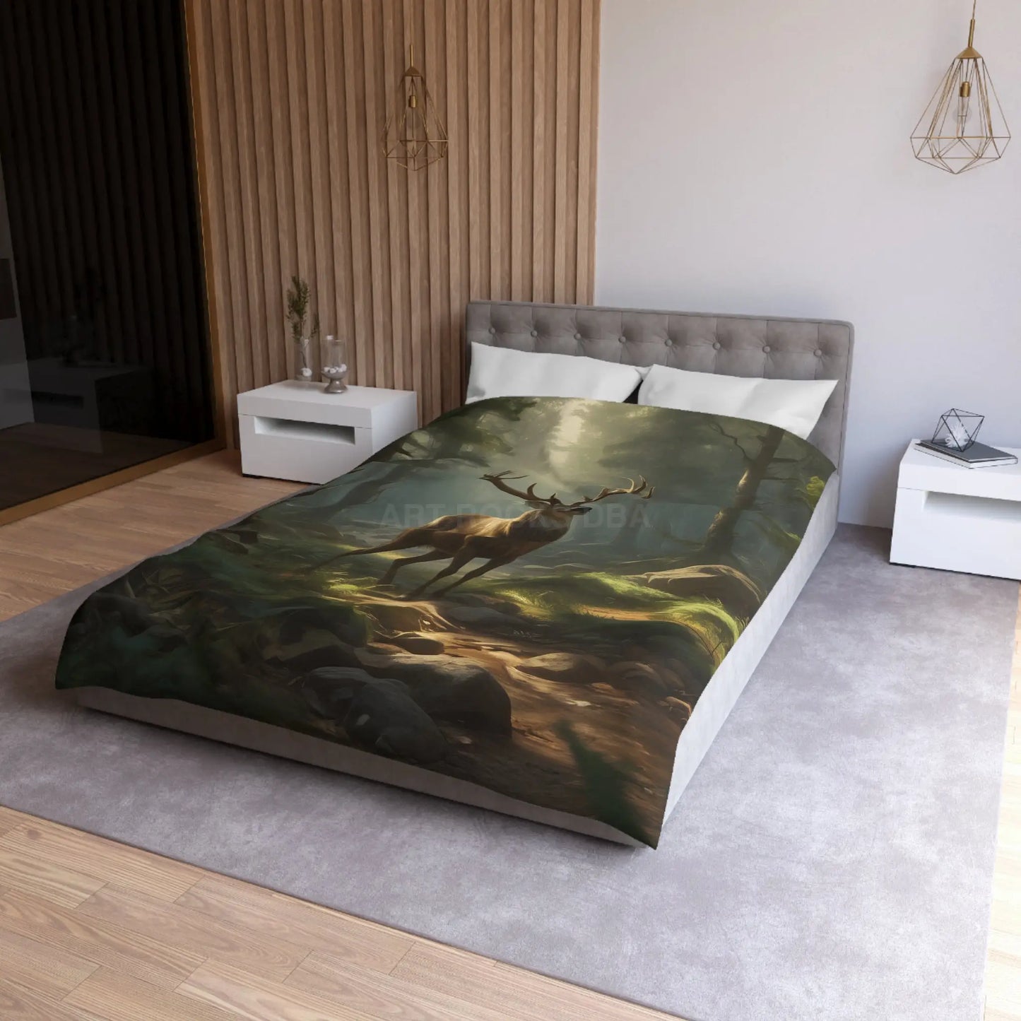 Deer in the Forest Microfiber Duvet Cover Cozy Bedroom Decor Perfect for Wildlife Lovers Rustic Home Design Great Gift