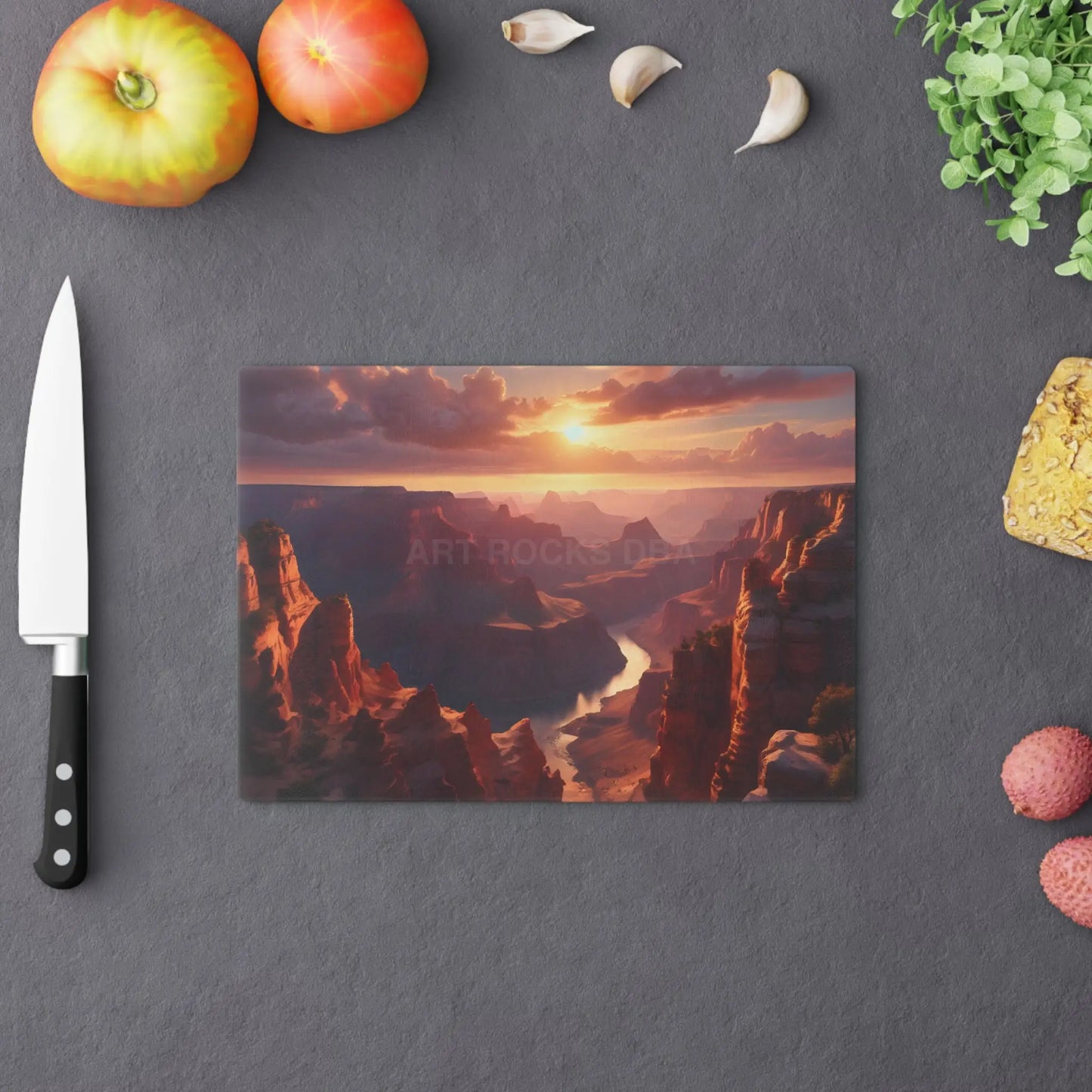 Desert Canyon Sunset Cutting Board — Scenic Grand Canyon River Landscape - Home Decor