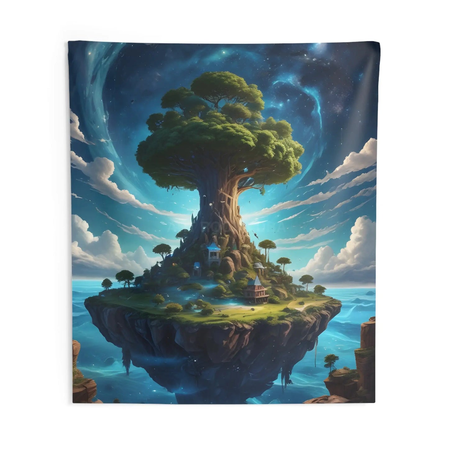 Dreamy Floating Island Wall Tapestry | Boho Home Decor Bedroom Wall Art Unique Gift Meditation Room Accent Nature Vibes