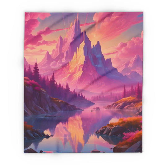 Dreamy Mountain Landscape Fleece Blanket Cozy Home Decor Gift Travel Accessory Outdoor Adventure Relaxation Piece