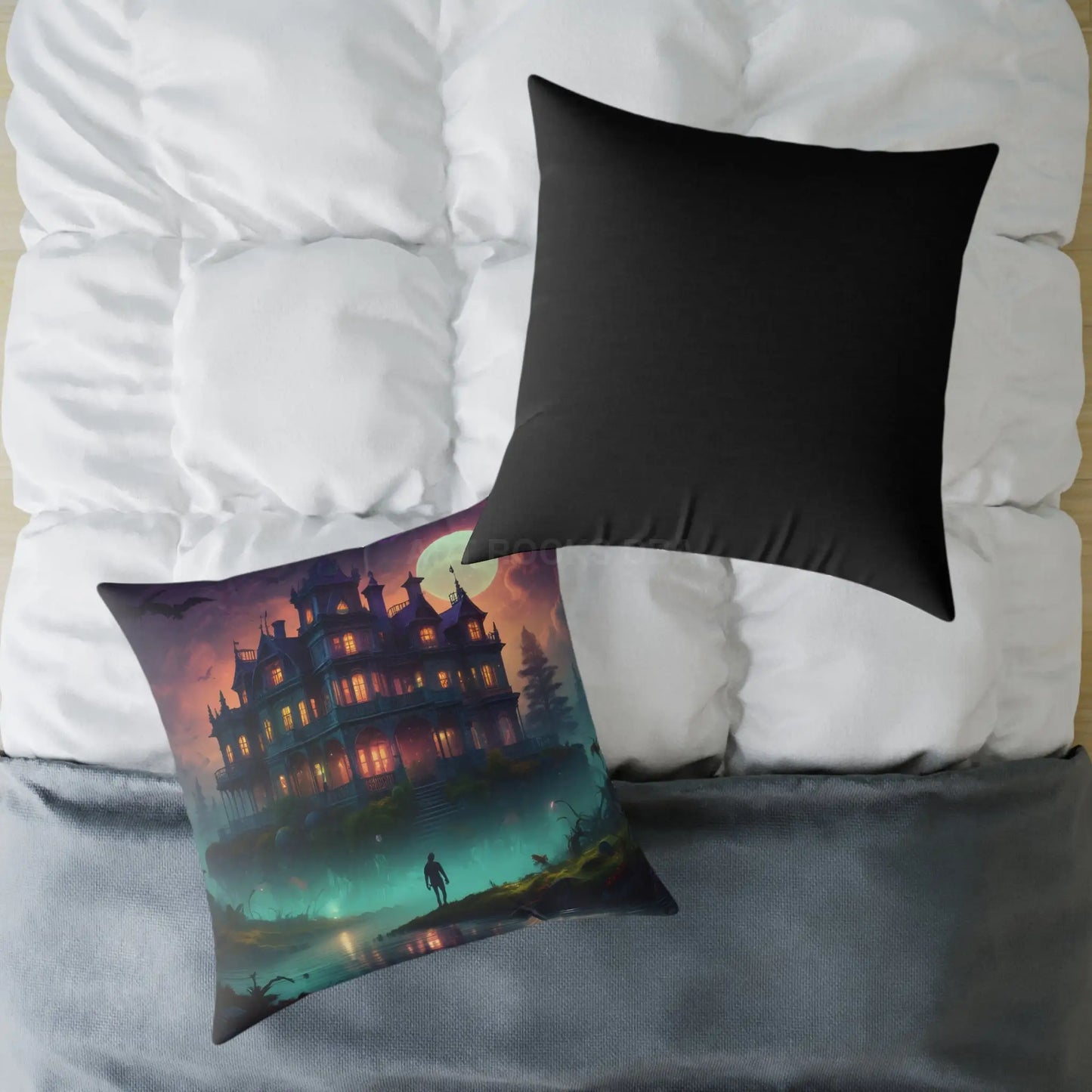 Enchanting Haunted Mansion Pillow Decorative Throw Pillow Halloween Decor Gothic Home Accent Spooky Gift for Collectors