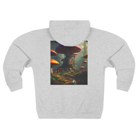 Fantasy Mushroom Forest Zip-Up Hoodie - XS / Heather Grey - Hoodie