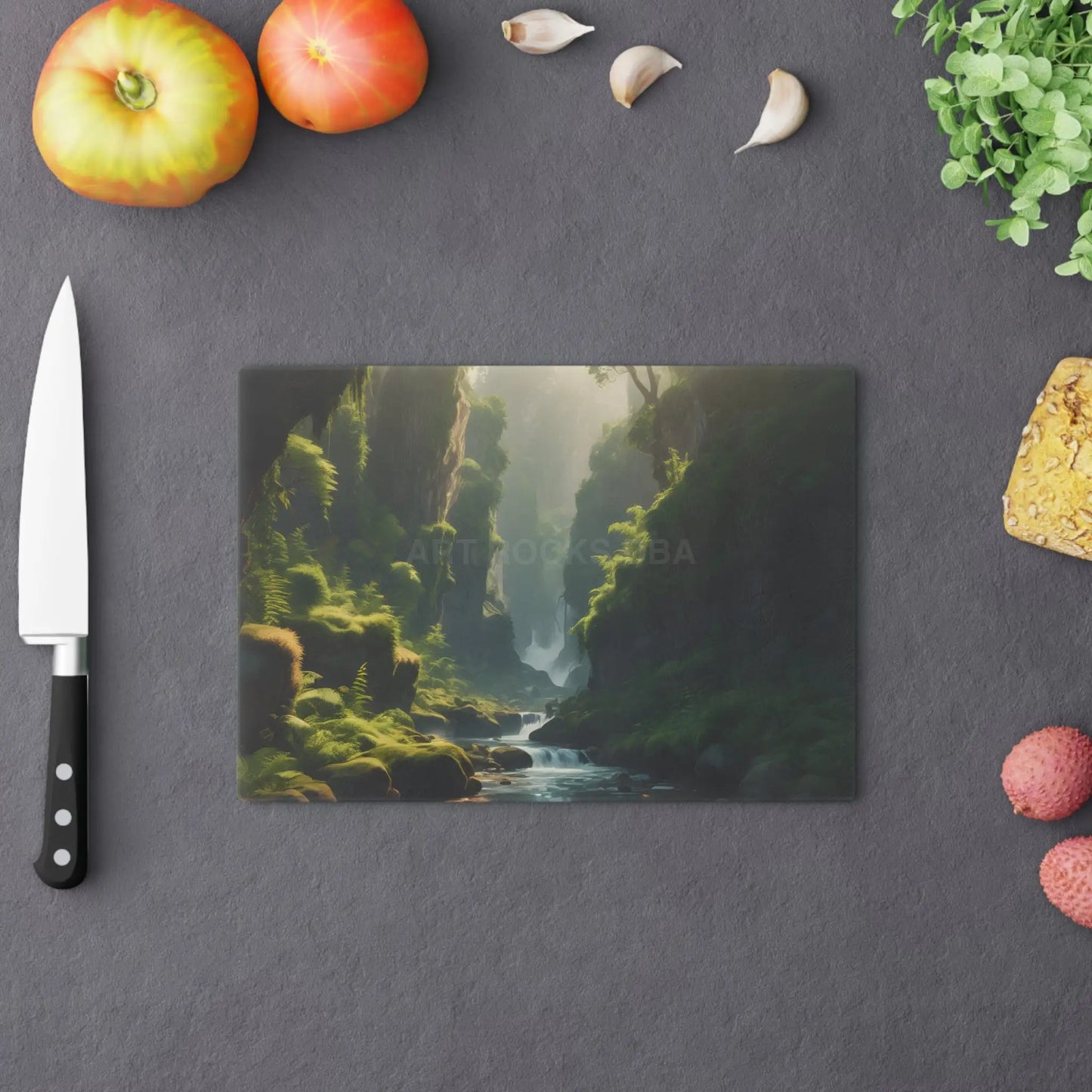 Fern Forest Gorge Cutting Board – Tranquil Waterfall Kitchen Decor - Home Decor