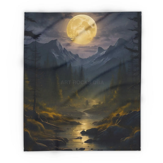 Fleece Blanket Moonlit Dark Forest - 50’’ × 60’’ - Home Decor