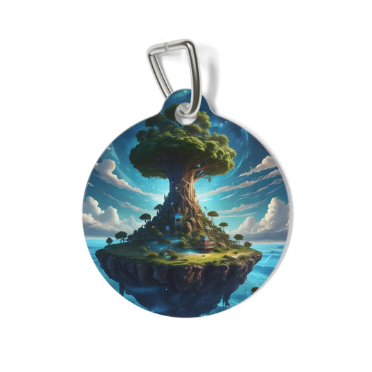 Floating Island Tree Pet Tag — Fantasy Scenic ID Tag for Dogs & Cats - 1’’ - Pets