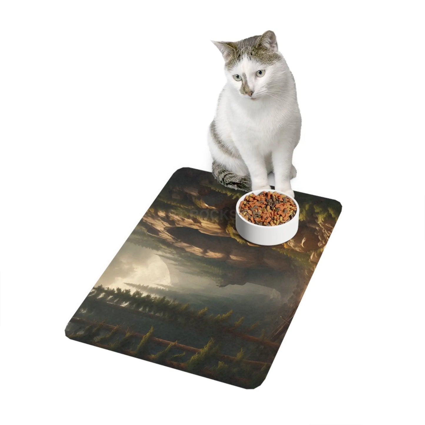 Forest Canyon Tunnel Pet Food Mat (12x18) – Wilderness Dog & Cat Feeding Placemat - 12’’ × 18’’ / Rectangle - Pets