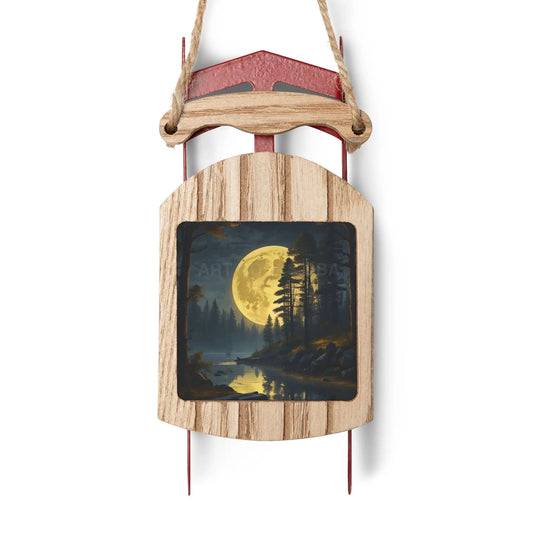 Full Moon Lake Sled Ornament — Glowing Horizon Winter Ornament - 2.1’’ × 4.6’’ / 1 pc - Home Decor