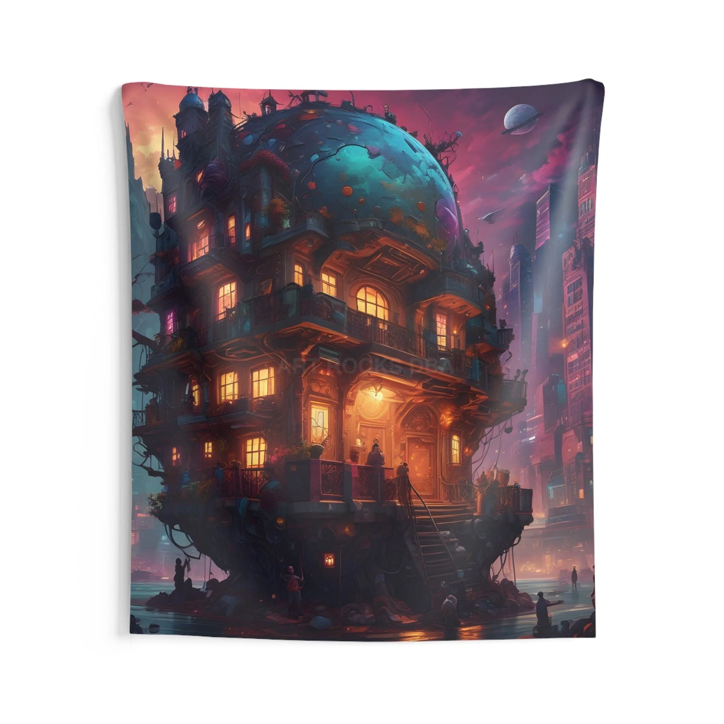 Futuristic Trippy City Wall Tapestry - Cozy Home Decor Boho Art Living Room Accent Unique Gift Festival Wall Hanging