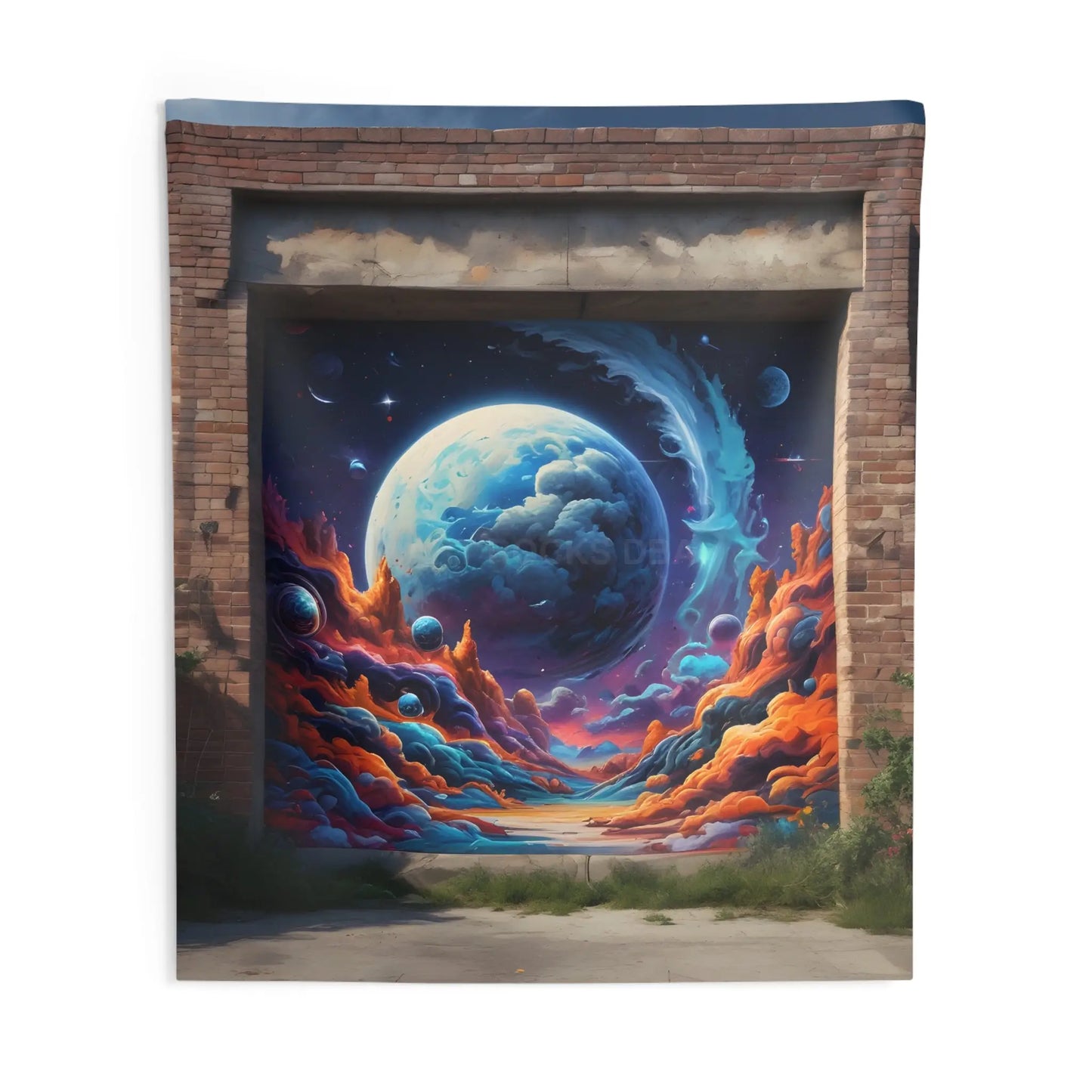 Galaxy Graffiti Themed Indoor Wall Tapestries Vibrant Home Decor Space Art Tapestry Celestial Wall Hanging Bohemian