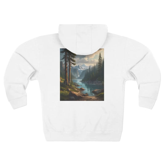 Gloomy River in the Pine Tree Mountains Zip-Up Sweatshirt - XS / White - Hoodie