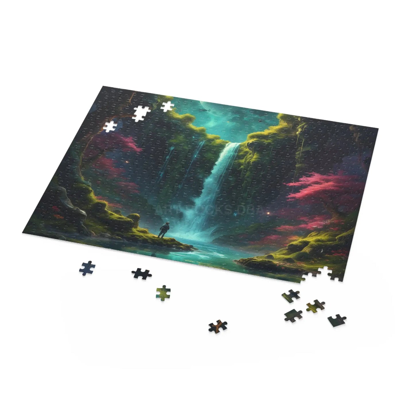 Glowing Waterfall Fantasy Puzzle — Scenic 120/252/500-Piece Jigsaw for Adults & Teens - Puzzle