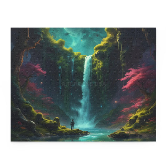 Glowing Waterfall Fantasy Puzzle — Scenic 120/252/500-Piece Jigsaw for Adults & Teens - 14’’ × 11’’ (252 pcs) - Puzzle