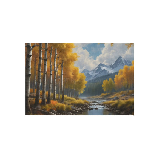 Golden Aspen Autumn Landscape Outdoor Rug Nature-Themed Area Rug Patio Decor Fall Home Decor Camping Accessory - 24’’ ×