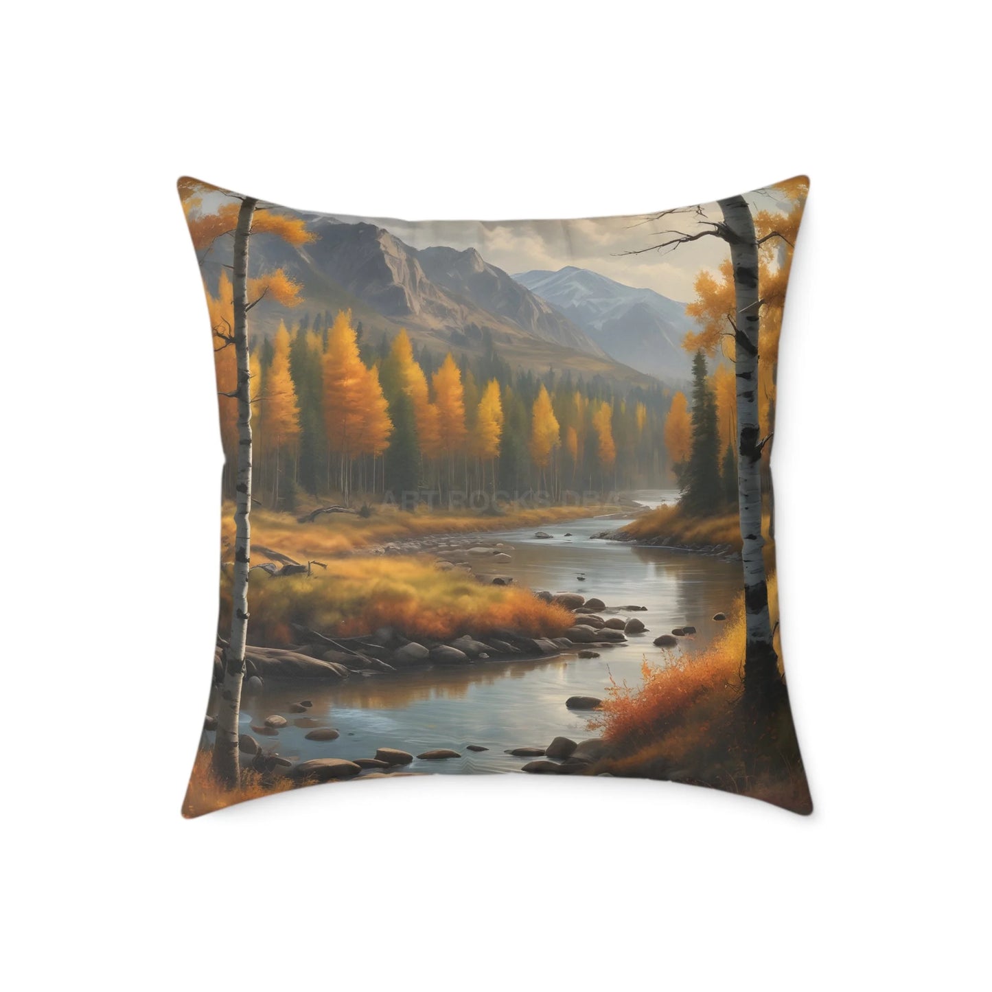 Golden Aspen Throw Pillow Cozy Home Decor Nature Lover Gift Fall Decor Square Cushion for Living Room - 24’’ × 24’’
