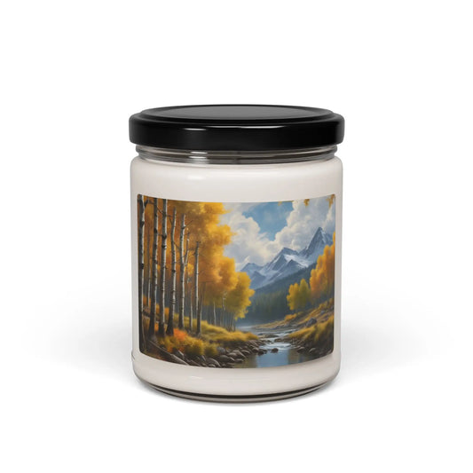 Golden Aspens Along The River Scented Soy Candle Cozy Home Decor Fall Gift Relaxing Aromatherapy Nature-Inspired Decor
