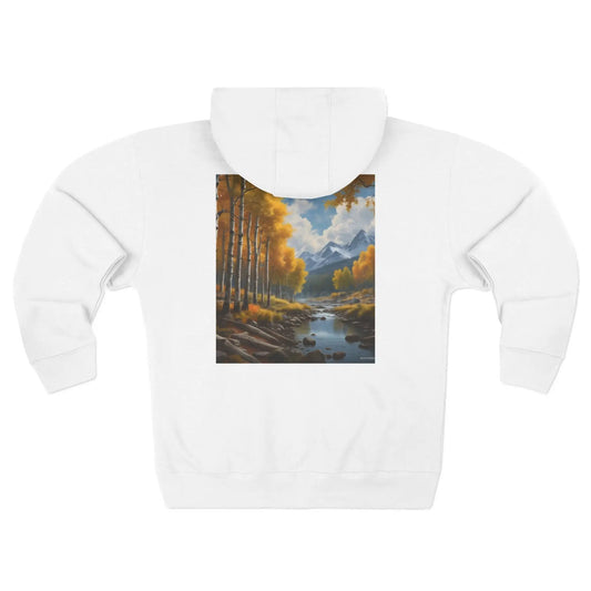 Golden Aspens Landscape Zip-Up Sweatshirt - XS / White - Hoodie