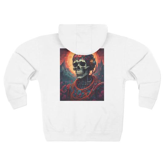 Gothic Psychedelic Skull Zip-Up Sweatshirt - XS / White - Hoodie