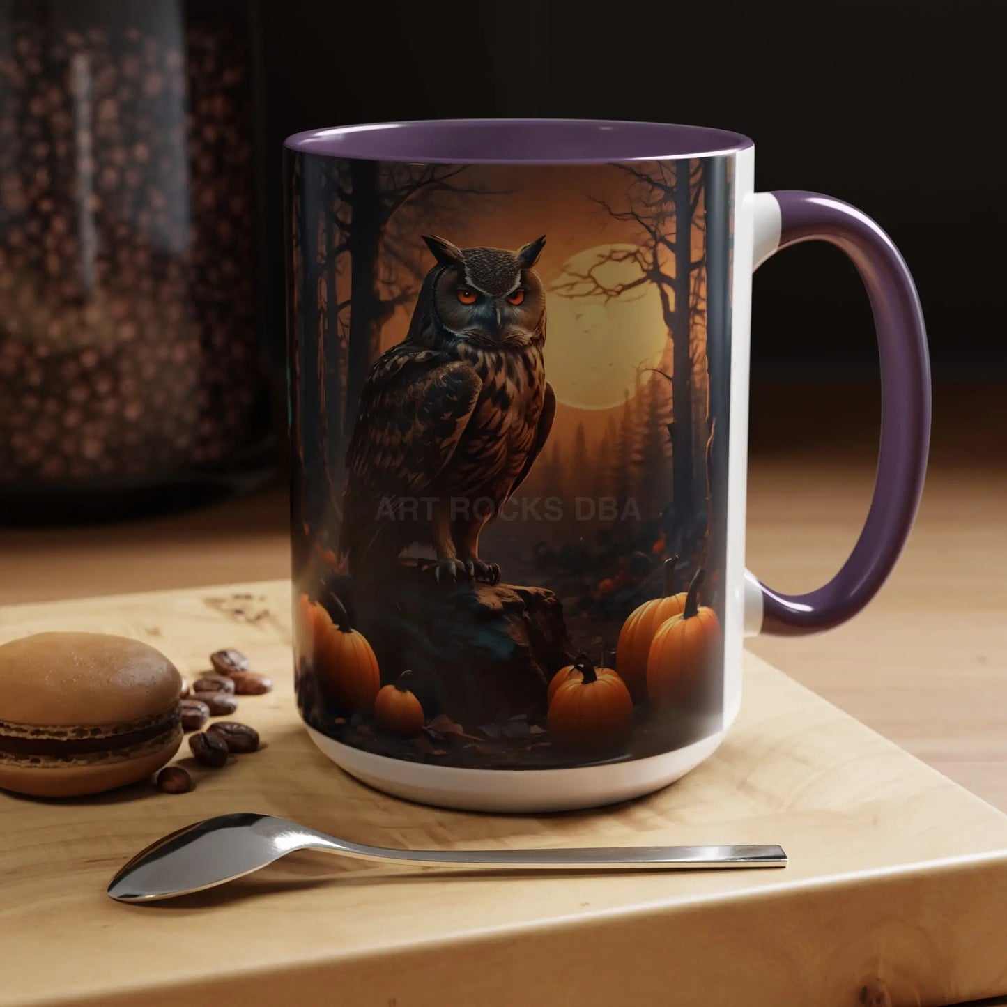 Halloween Owl Coffee Mug — Spooky Pumpkin Forest Accent Mug (11/15oz) - Mug