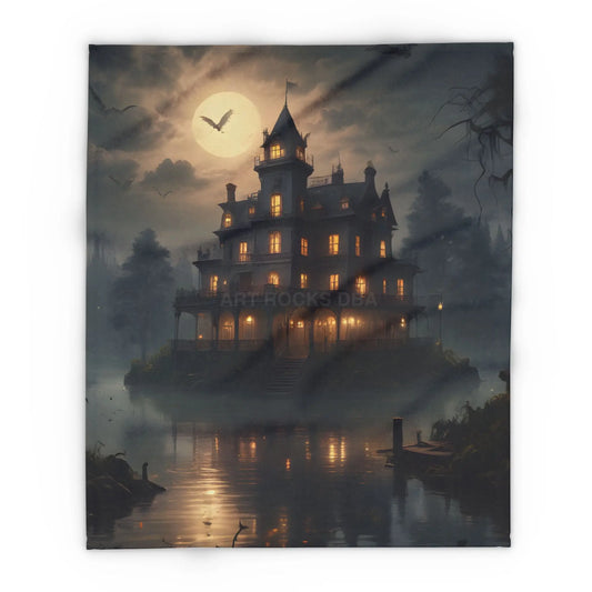 Haunting Moonlight Fleece Blanket - Cozy Home Decor Halloween Gift Ghostly Vibes Art Blanket Halloween Decor - 50’’ ×