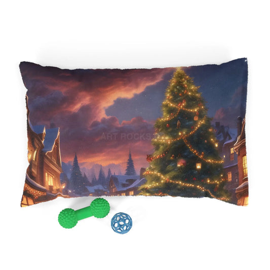 Holiday Christmas Tree Pet Bed — Festive Plush Dog & Cat Sleep Mat - 28’’ × 18’’ - Pets