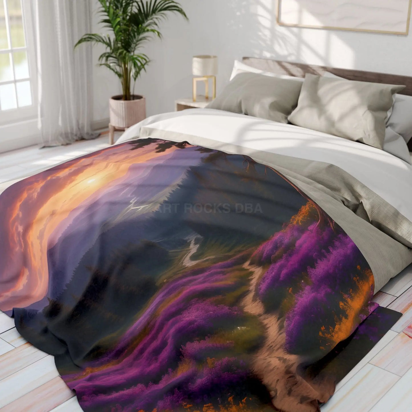 Lavender Sunset Fleece Blanket - Home Decor