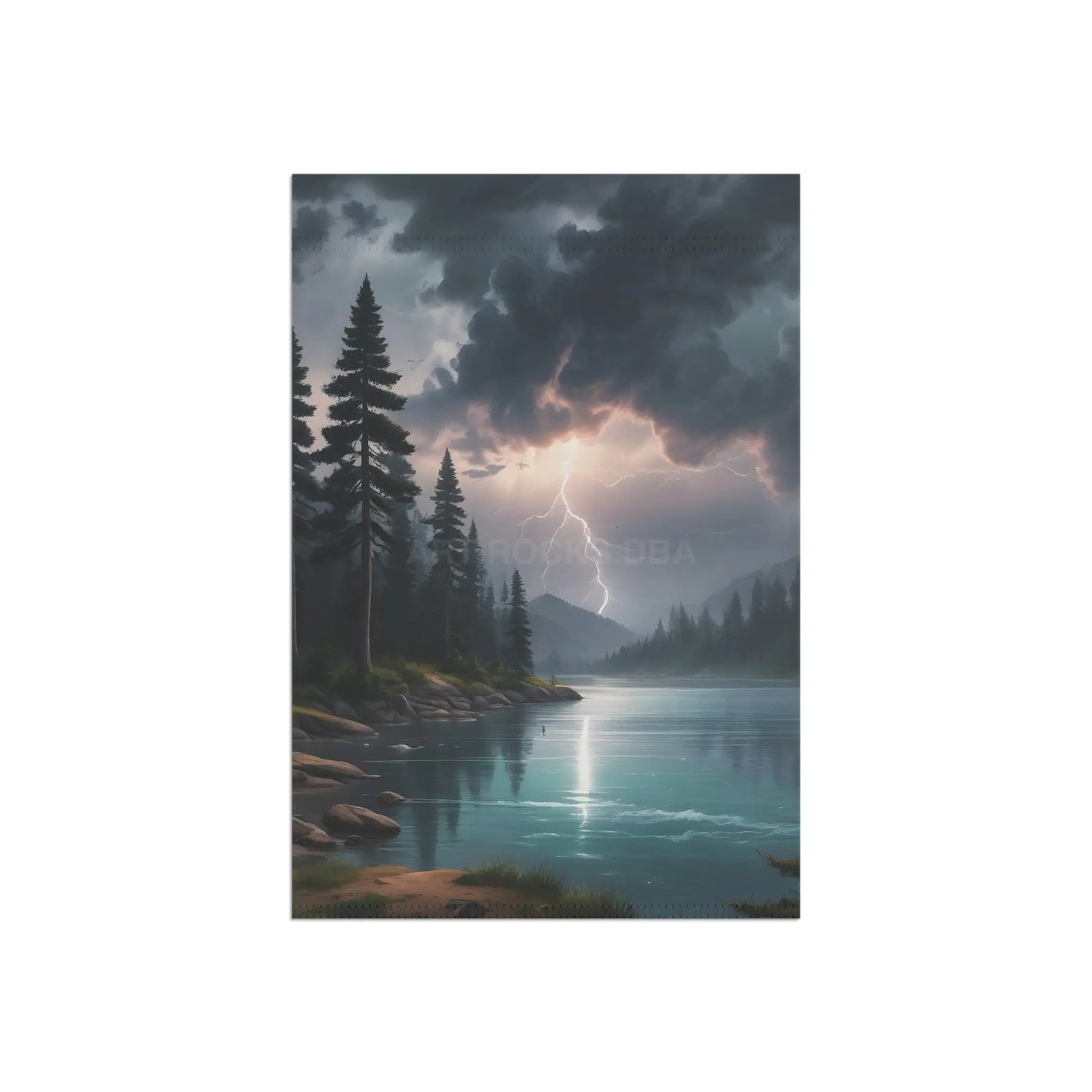 Lightning Strike Over a Spooky Lake Nature Banner Outdoor Decor Garden Flag Housewarming Gift Rustic Vibes - 12’’ ×