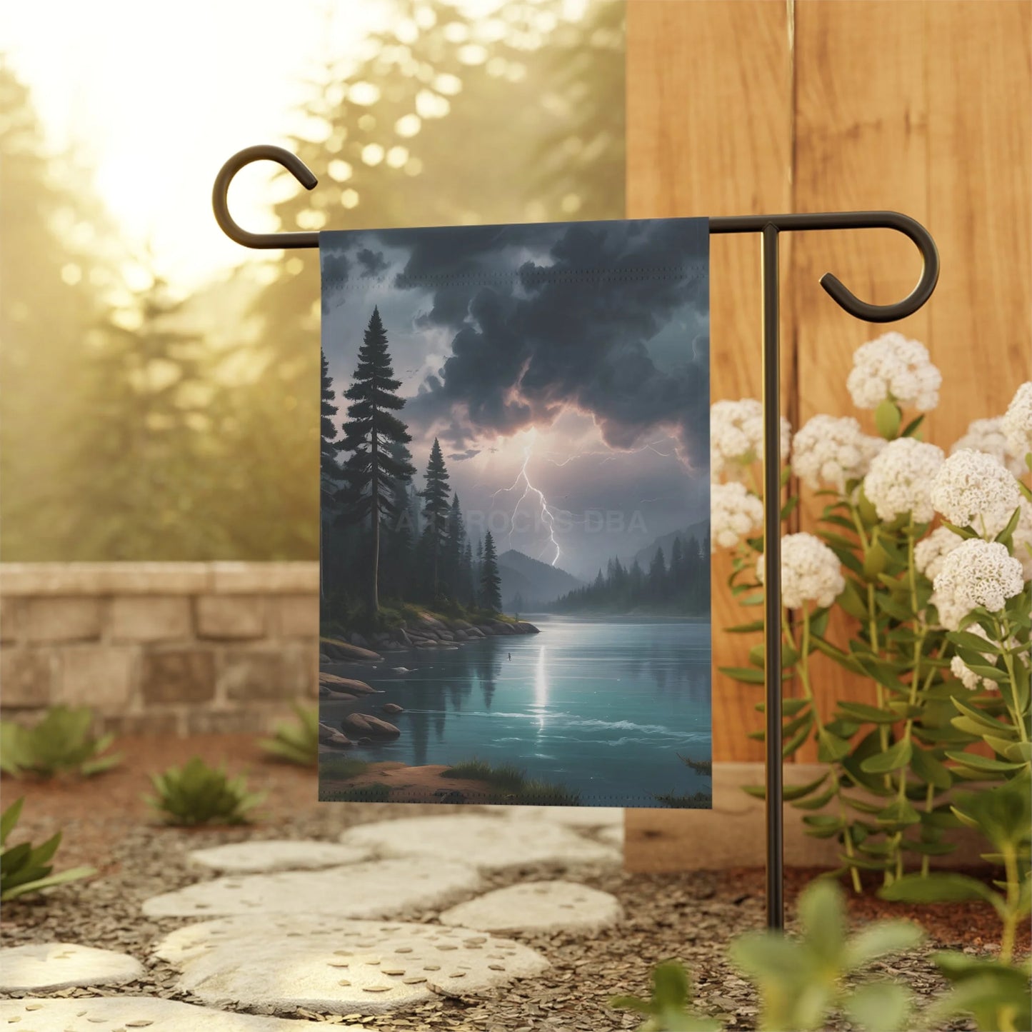 Lightning Strike Over a Spooky Lake Nature Banner Outdoor Decor Garden Flag Housewarming Gift Rustic Vibes - 12’’ ×