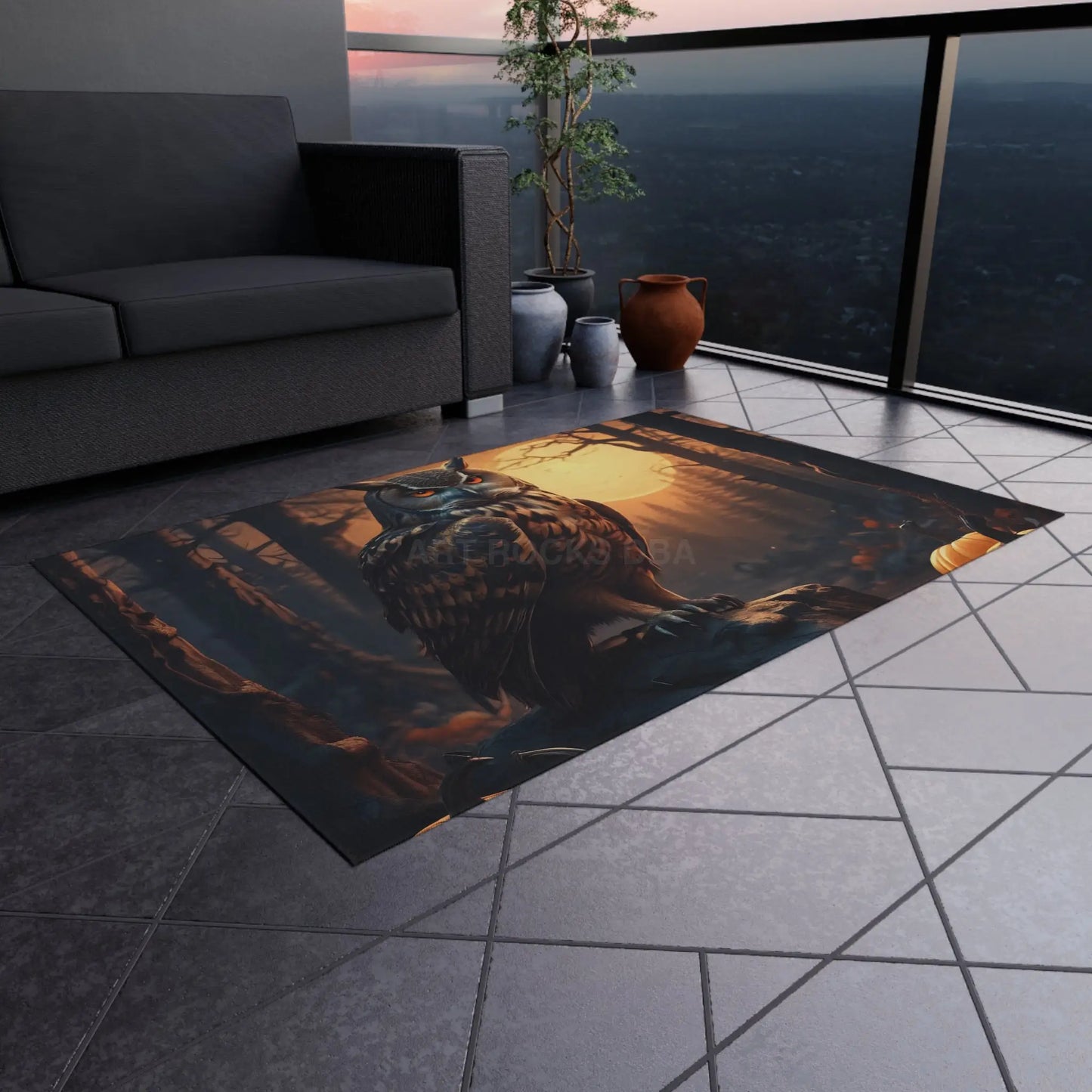 Majestic Owl Outdoor Rug Boho Home Decor Fall Decor Patio Entrance Mat Camping Rug Animal Rug - Home Decor