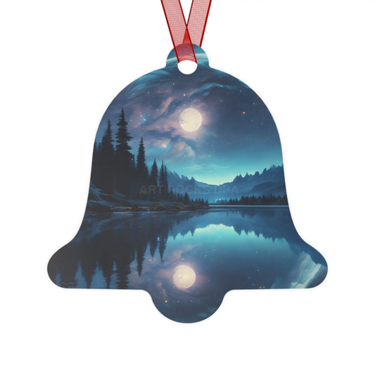 Metal Ornament — Moonlit Lake Landscape Christmas Tree Decoration - Bell / One Size - Home Decor