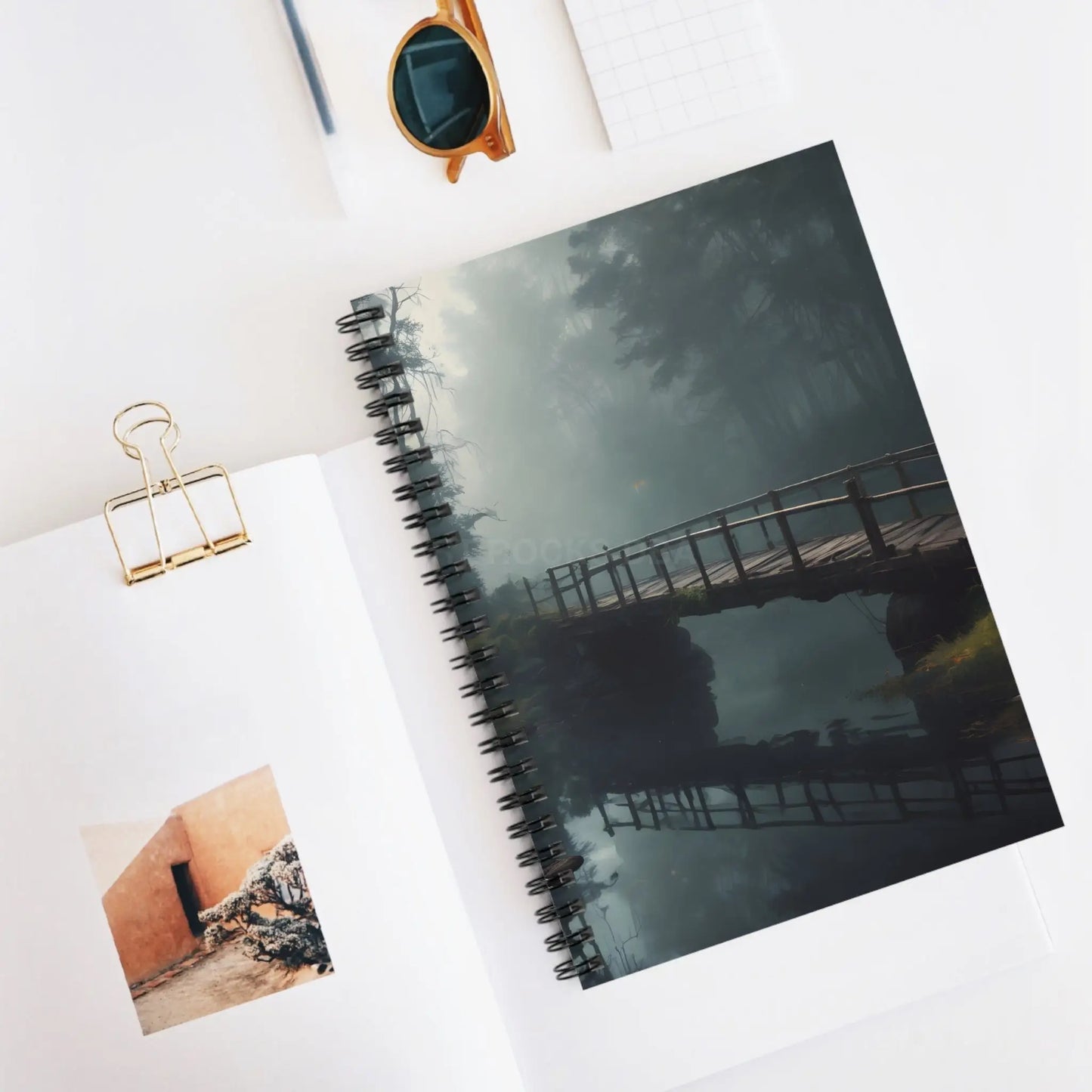 Misty Bridge Spiral Notebook - Ruled Line Journal for Nature Lovers Inspirational Stationery Eco-Friendly Gift Travel