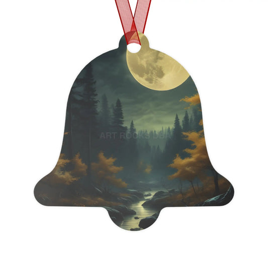 Moonlit Forest Metal Ornament — Scenic Night Landscape Ornament for Christmas & Nature Lovers - Bell / One Size - Home