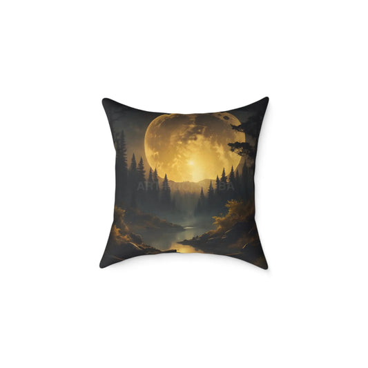 Moonlit Forest Square Pillow - Cozy Home Decor Gift for Nature Lovers Bedroom Accent Autumn Vibes Halloween Decor