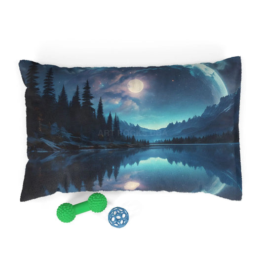Moonlit Lake Pet Bed — Cozy Celestial Dog & Cat Pillow - 28’’ × 18’’ - Pets