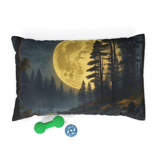 Moonlit Pine Forest Pet Bed — Cozy Nightscape Cushion for Dogs & Cats - 28’’ × 18’’ - Pets