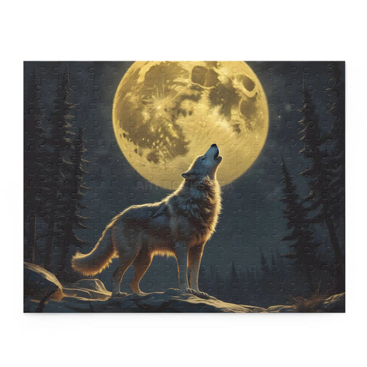 Moonlit Wolf Puzzle — 120/252/500-Piece Scenic Jigsaw - 14’’ × 11’’ (252 pcs) - Puzzle