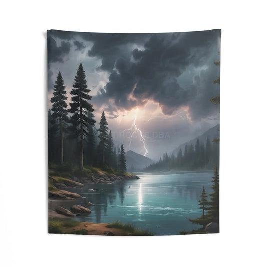 Mountain Lightning Wall Tapestry | Landscape Home Decor Bohemian Wall Hanging Relaxing Bedroom Accent Outdoor-Inspired